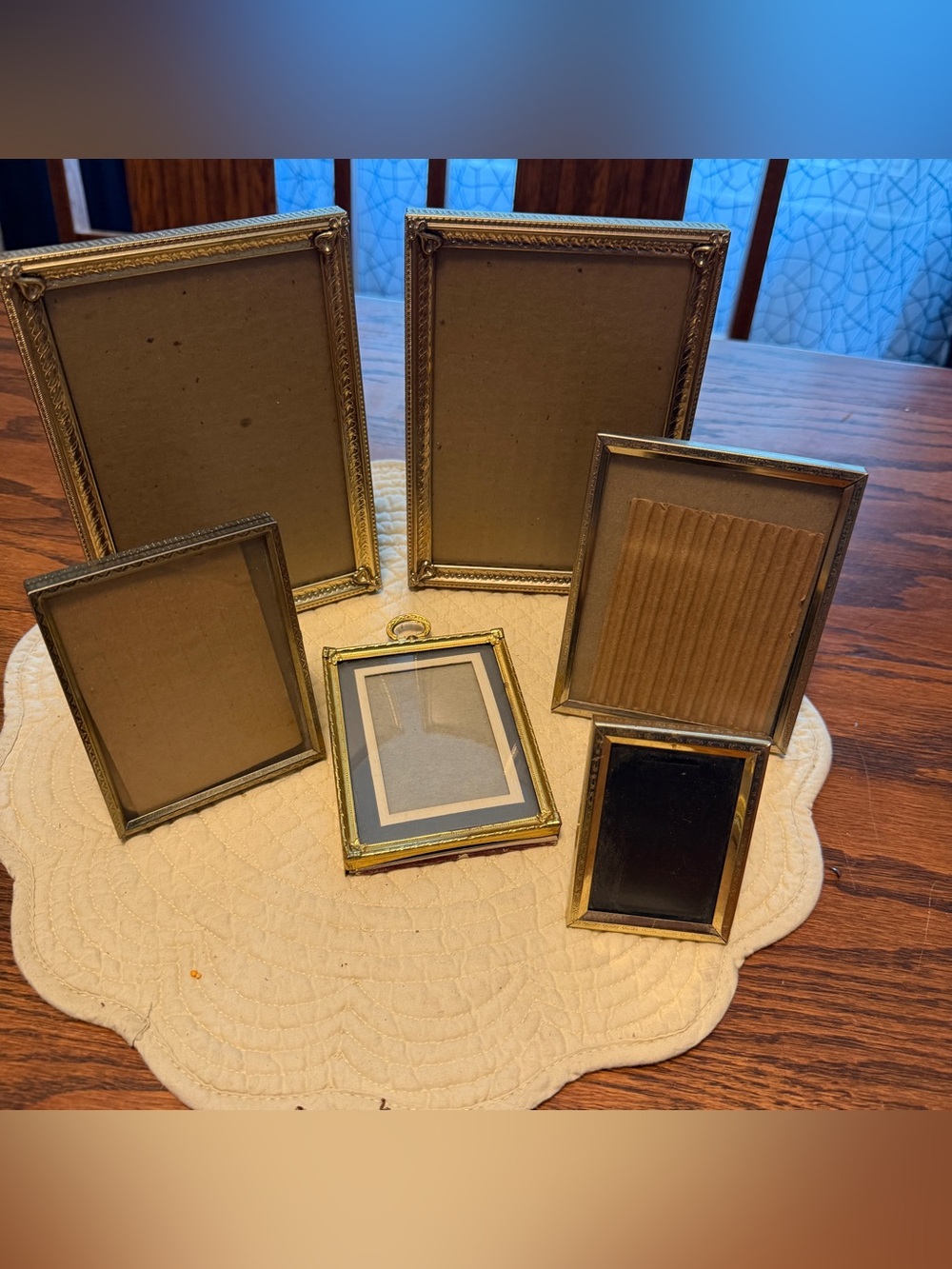 Lot of 6 brass gold frames misc sizes